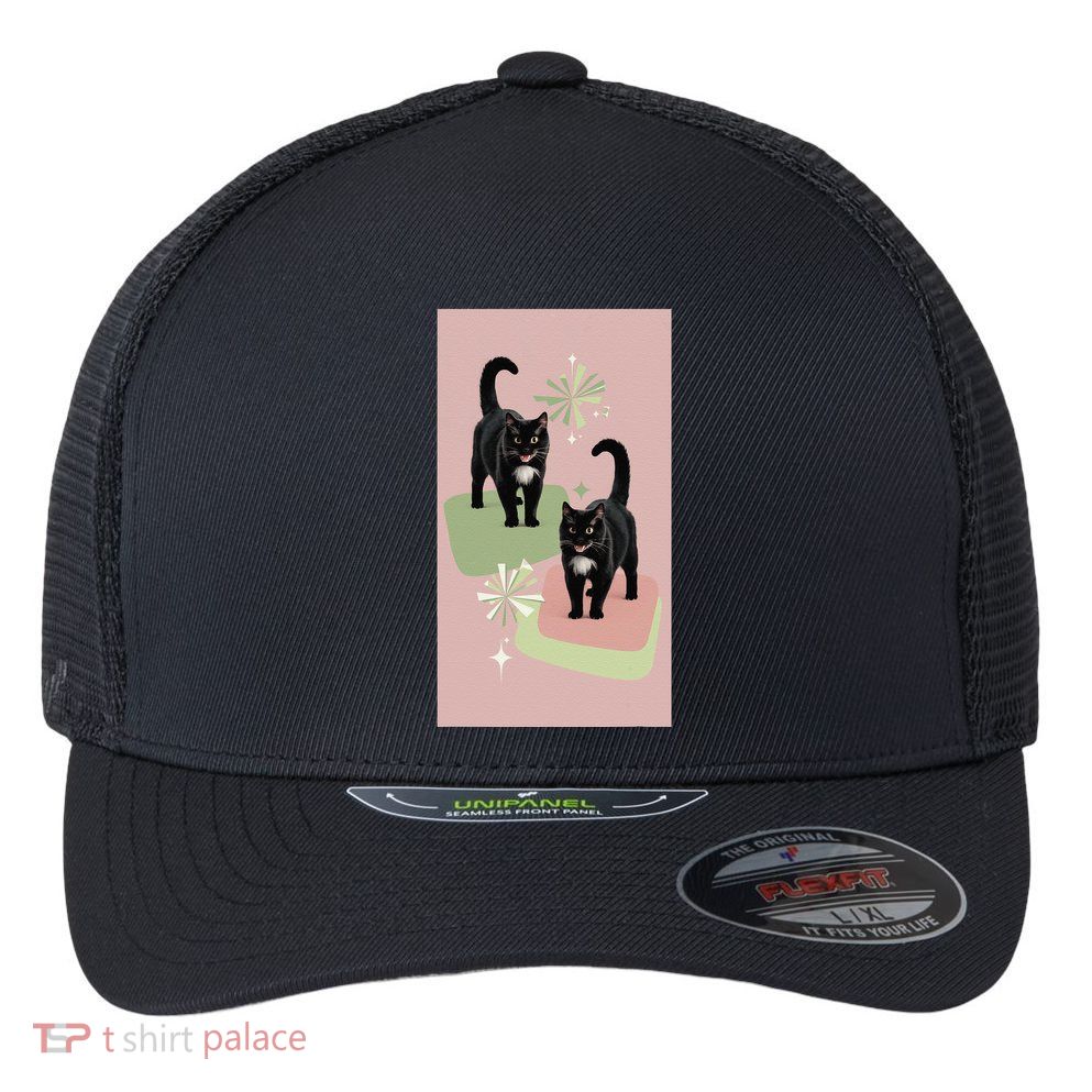 Mid Century Cats Atomic Cat Retro Pin.K 50s 60s Flexfit Unipanel Trucker Cap