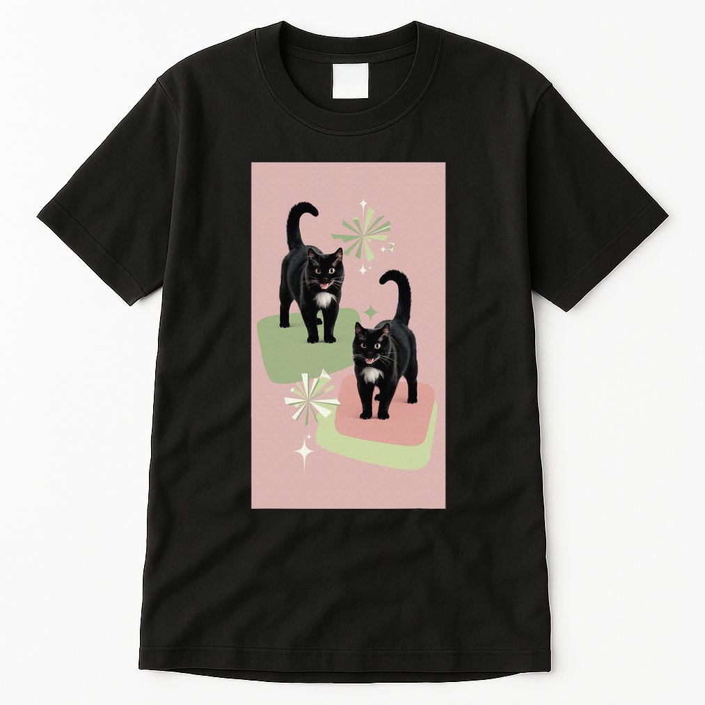 Mid Century Cats Atomic Cat Retro Pin.K 50s 60s Tall T-Shirt