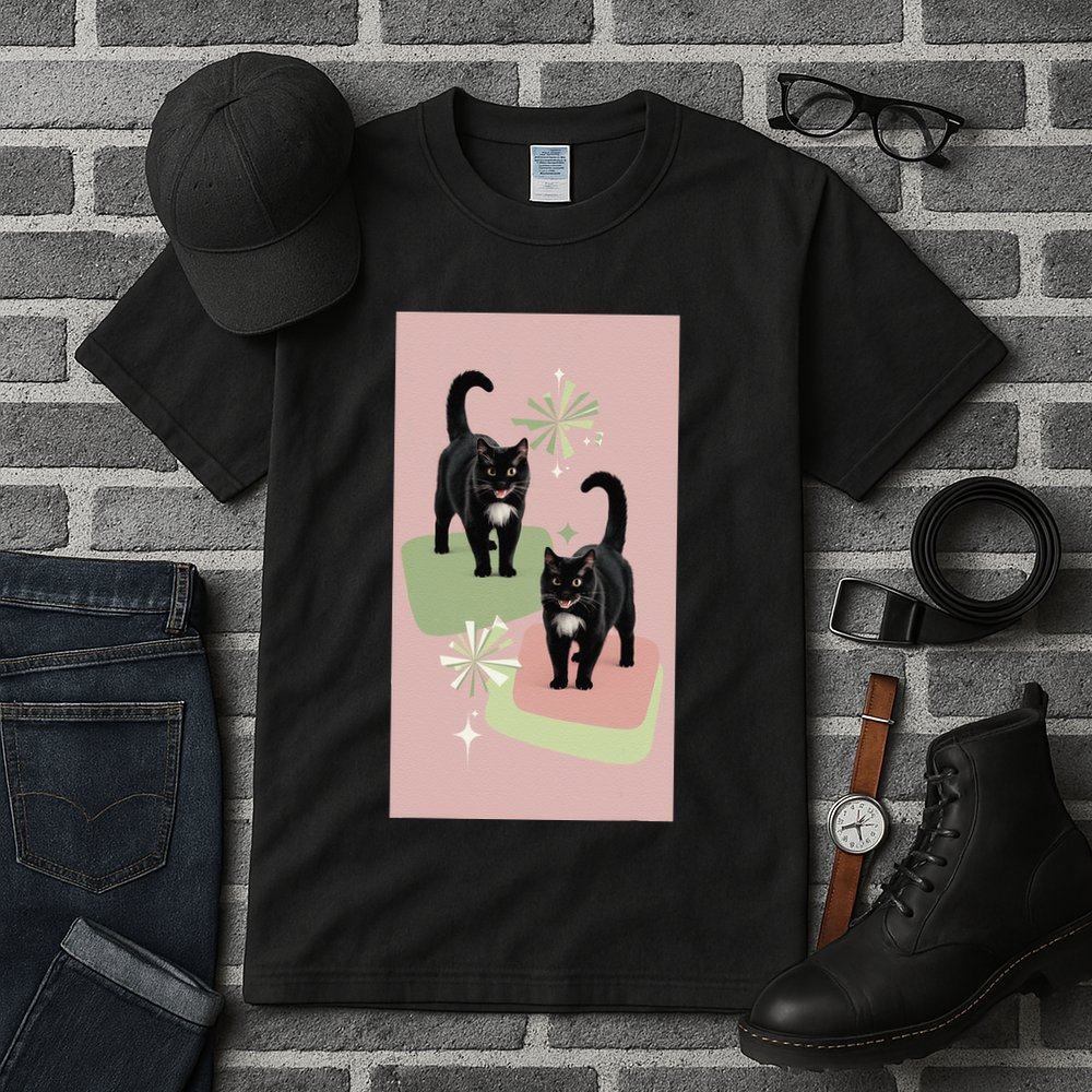 Mid Century Cats Atomic Cat Retro Pin.K 50s 60s Tall T-Shirt