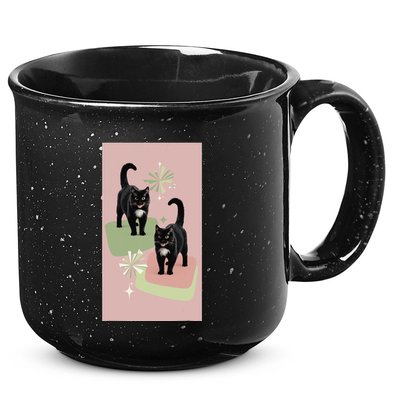 Mid Century Cats Atomic Cat Retro Pin.K 50s 60s 15oz Campfire Ceramic Mug