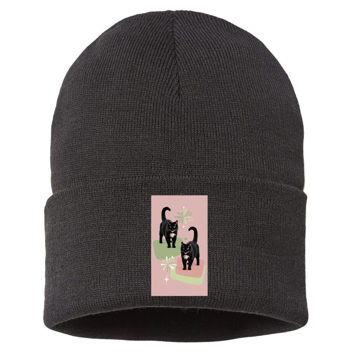 Mid Century Cats Atomic Cat Retro Pin.K 50s 60s Sustainable Knit Beanie