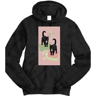 Mid Century Cats Atomic Cat Retro Pin.K 50s 60s Tie Dye Hoodie