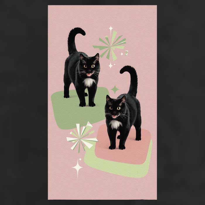 Mid Century Cats Atomic Cat Retro Pin.K 50s 60s Hat