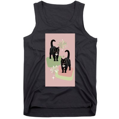 Mid Century Cats Atomic Cat Retro Pin.K 50s 60s Tank Top
