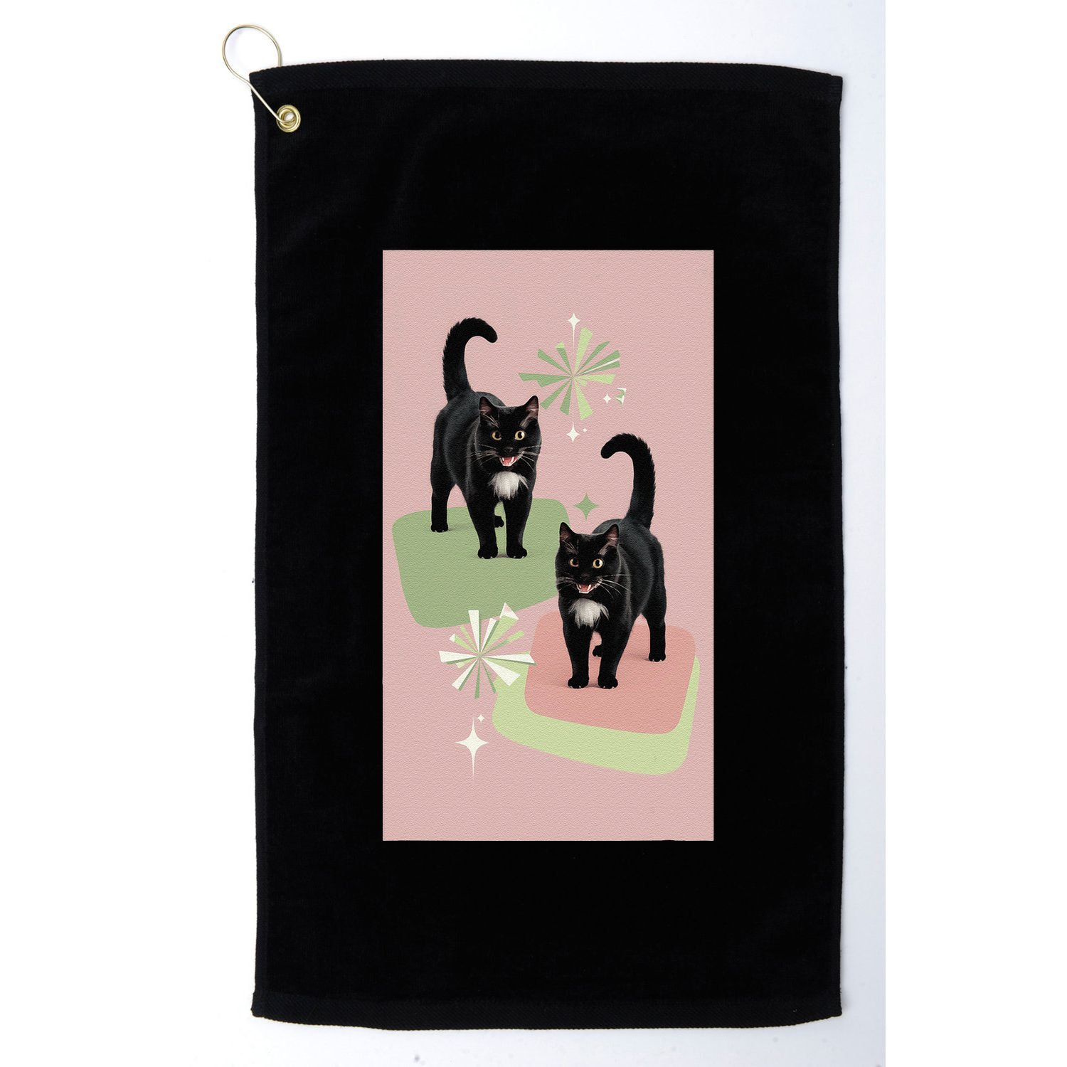 Mid Century Cats Atomic Cat Retro Pin.K 50s 60s Golf Towel