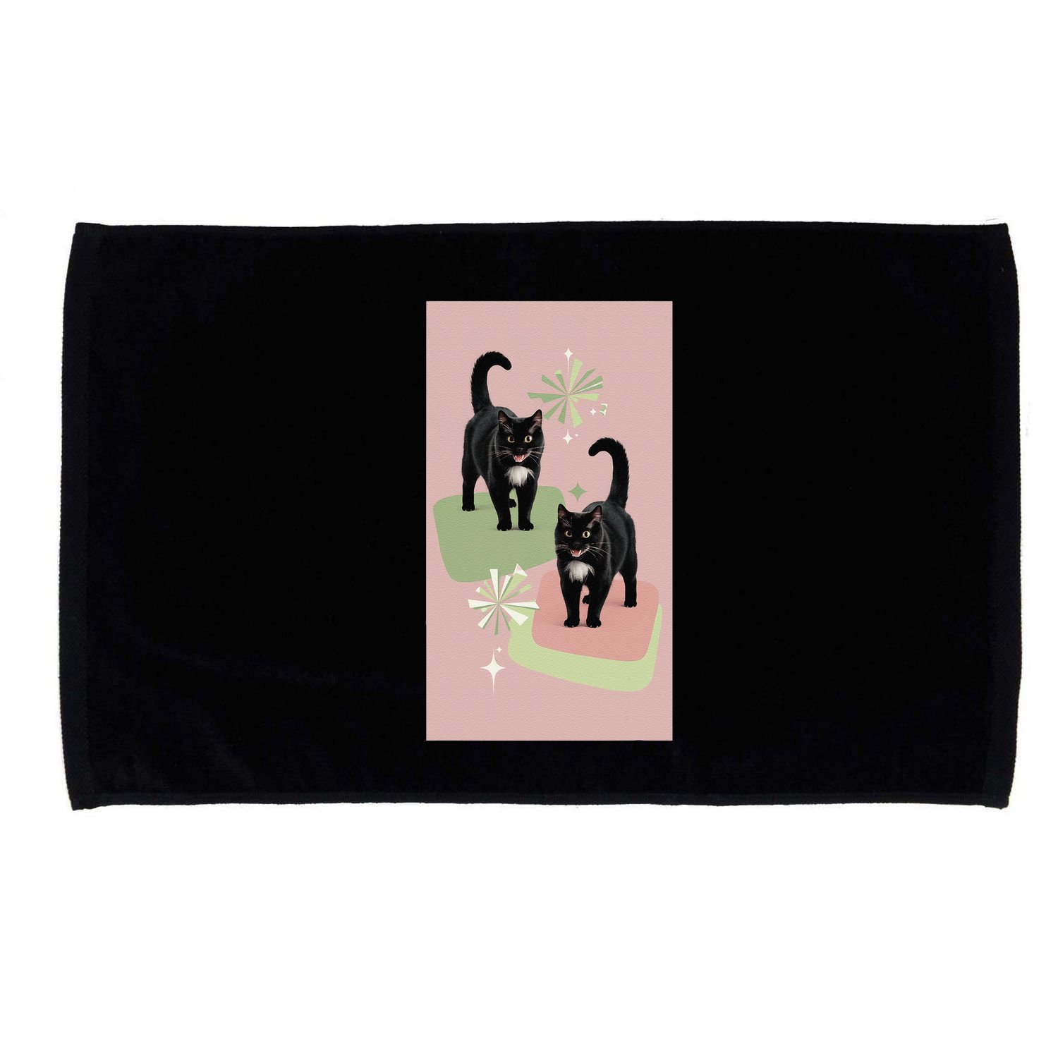 Mid Century Cats Atomic Cat Retro Pin.K 50s 60s Microfiber Hand Towel