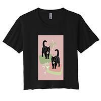 Mid Century Cats Atomic Cat Retro Pin.K 50s 60s Women's Crop Top Tee