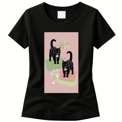 Mid Century Cats Atomic Cat Retro Pin.K 50s 60s Womens T-Shirt