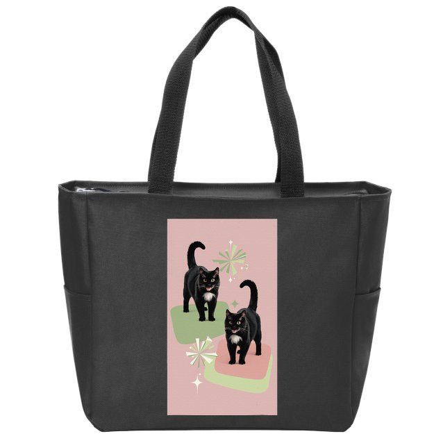 Mid Century Cats Atomic Cat Retro Pin.K 50s 60s Zip Tote Bag