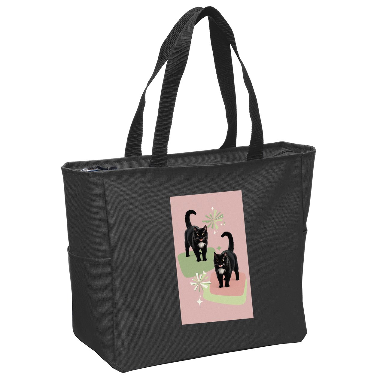 Mid Century Cats Atomic Cat Retro Pin.K 50s 60s Zip Tote Bag