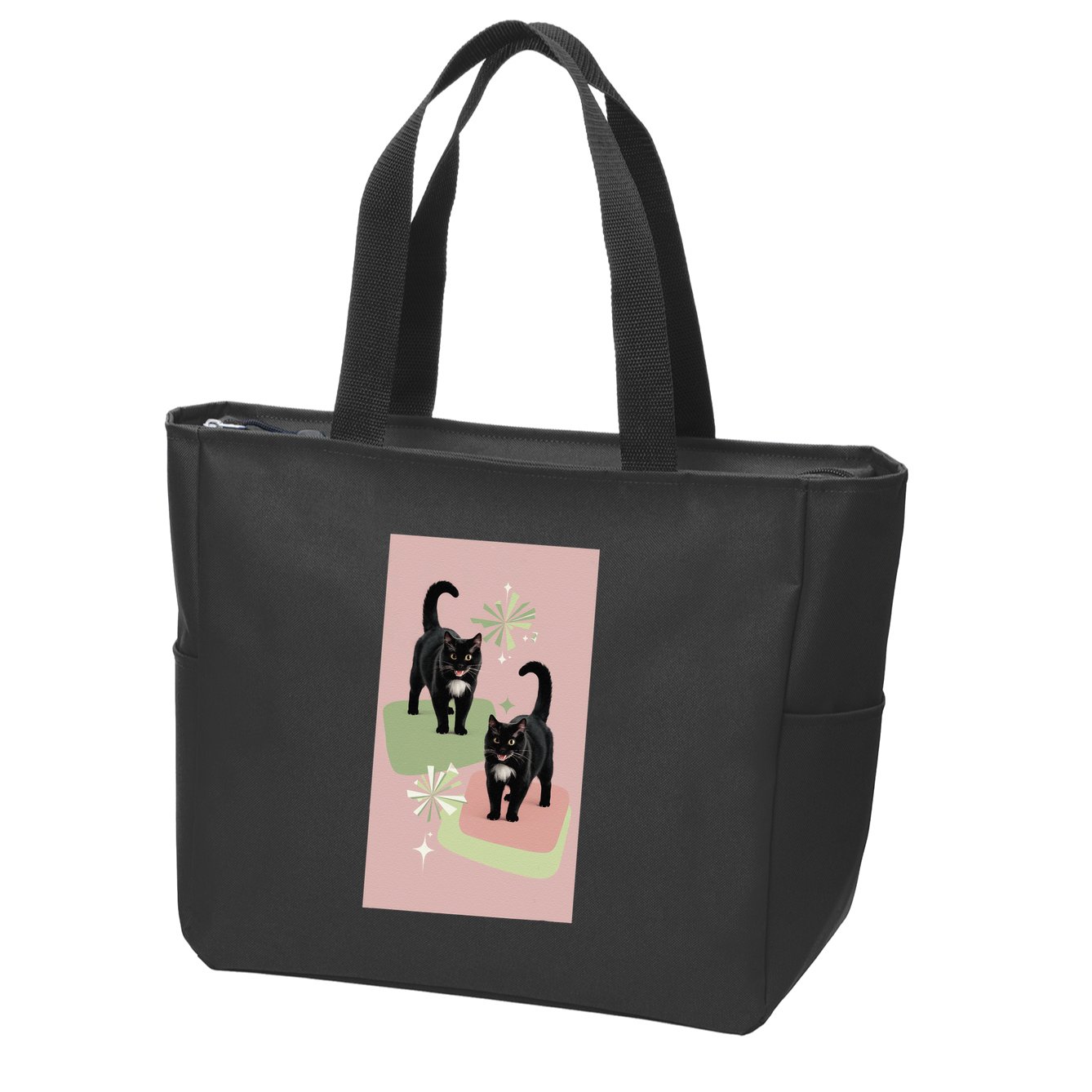 Mid Century Cats Atomic Cat Retro Pin.K 50s 60s Zip Tote Bag