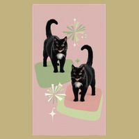 Mid Century Cats Atomic Cat Retro Pin.K 50s 60s Button