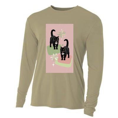 Mid Century Cats Atomic Cat Retro Pin.K 50s 60s Cooling Performance Long Sleeve Crew