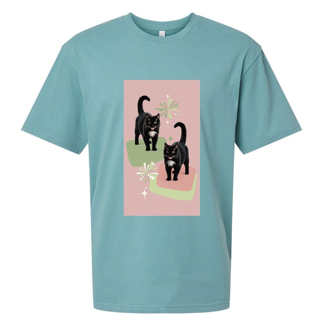 Mid Century Cats Atomic Cat Retro Pin.K 50s 60s Sueded Cloud Jersey T-Shirt