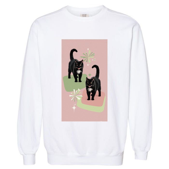 Mid Century Cats Atomic Cat Retro Pin.K 50s 60s Garment-Dyed Sweatshirt