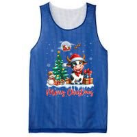 Merry Christmas Cute Cow Santa Hat Cow Lovers Christmas Tree Gift Mesh Reversible Basketball Jersey Tank