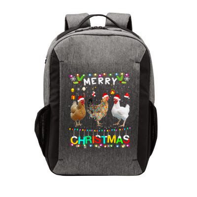 Merry Christmas Chicken Santa Hat Lights Xmas Funny Long Sleeve T Vector Backpack