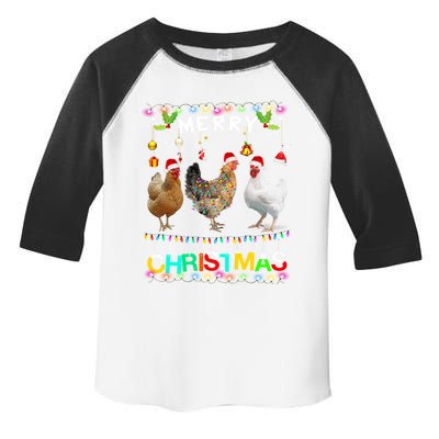 Merry Christmas Chicken Santa Hat Lights Xmas Funny Long Sleeve T Toddler Fine Jersey T-Shirt