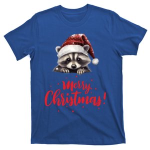 Merry Christmas Cute Raccoon Santa Hat Festive Holiday Meaningful Gift T-Shirt