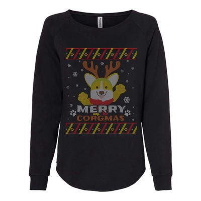 Merry Corgmas Corgi Ugly Christmas Sweater Gift Womens California Wash Sweatshirt