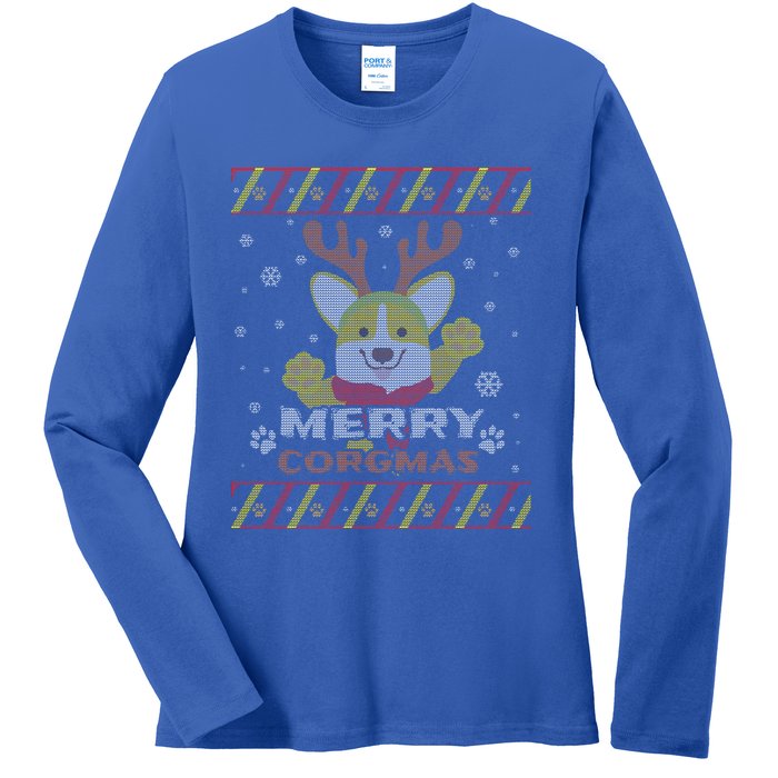 Merry Corgmas Corgi Ugly Christmas Sweater Gift Ladies Long Sleeve Shirt