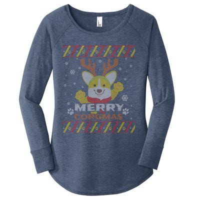 Merry Corgmas Corgi Ugly Christmas Sweater Gift Women's Perfect Tri Tunic Long Sleeve Shirt