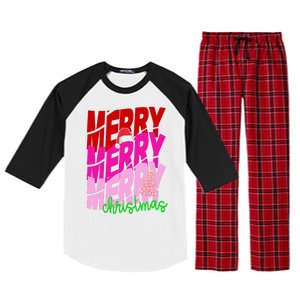 Merry Christmas Cute Holiday Gift Raglan Sleeve Pajama Set