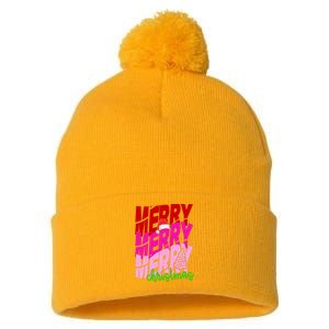 Merry Christmas Cute Holiday Gift Pom Pom 12in Knit Beanie