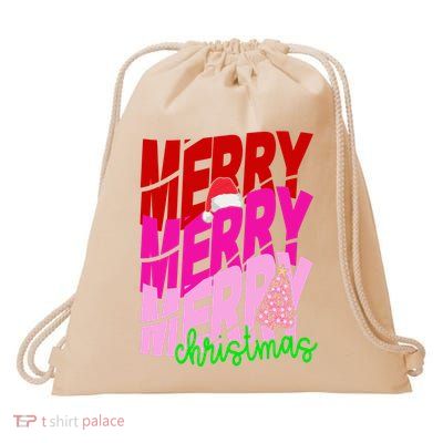 Merry Christmas Cute Holiday Gift Drawstring Bag