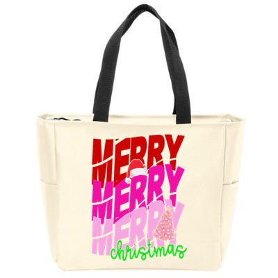 Merry Christmas Cute Holiday Gift Zip Tote Bag