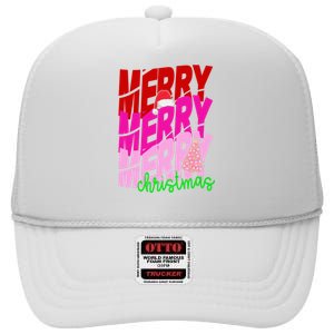 Merry Christmas Cute Holiday Gift High Crown Mesh Back Trucker Hat