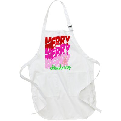 Merry Christmas Cute Holiday Gift Full-Length Apron With Pockets