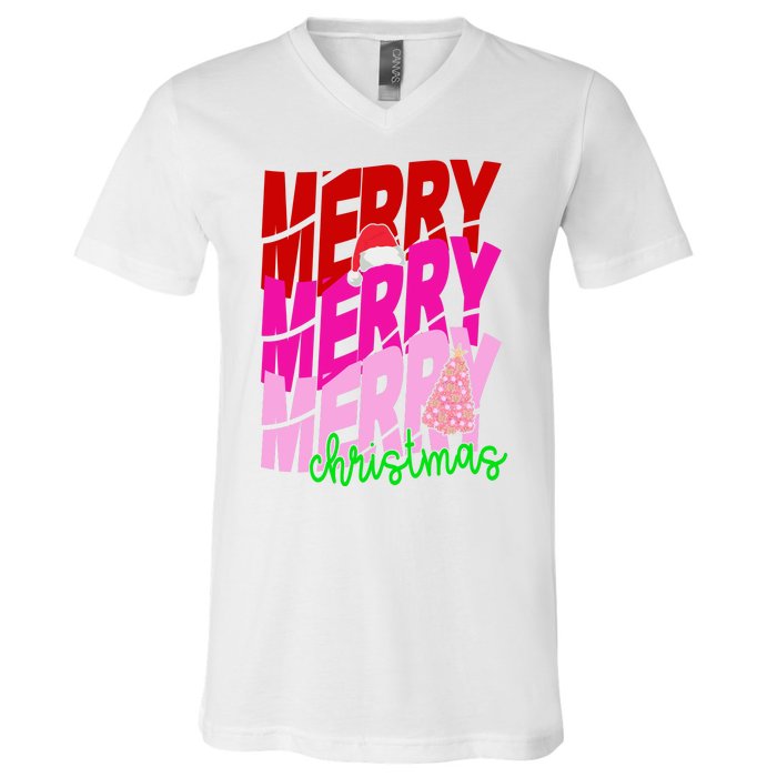 Merry Christmas Cute Holiday Gift V-Neck T-Shirt