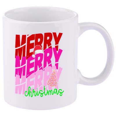 Merry Christmas Cute Holiday Gift 11oz C Handle Ceramic Mug