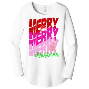 Merry Christmas Cute Holiday Gift Women's Perfect Tri Tunic Long Sleeve Shirt