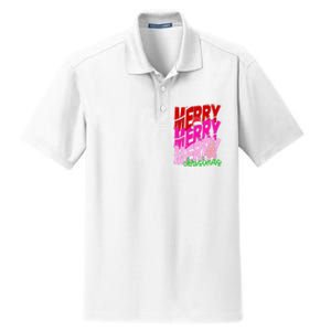 Merry Christmas Cute Holiday Gift Dry Zone Grid Polo