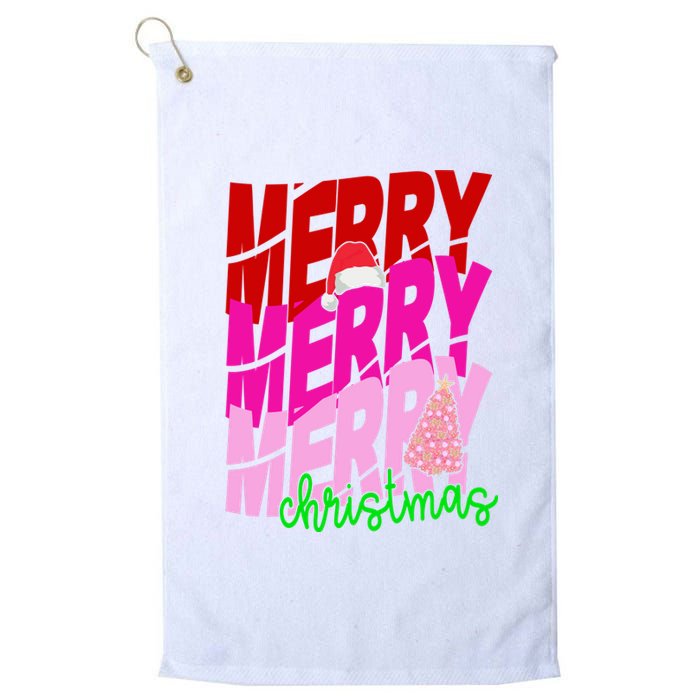 Merry Christmas Cute Holiday Gift Platinum Collection Golf Towel