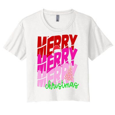 Merry Christmas Cute Holiday Gift Women's Crop Top Tee