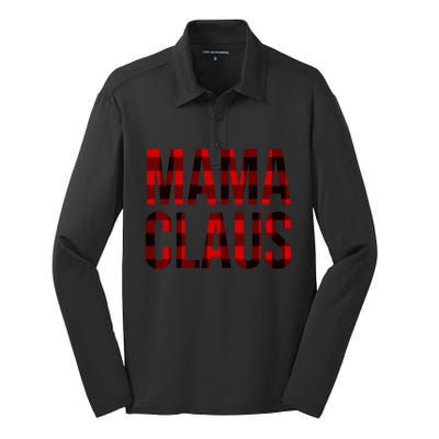 Mama Claus Christmas Buffalo Plaid Xmas Mom Santa Gift Silk Touch Performance Long Sleeve Polo