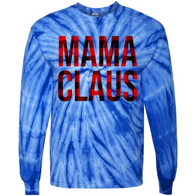 Mama Claus Christmas Buffalo Plaid Xmas Mom Santa Gift Tie-Dye Long Sleeve Shirt