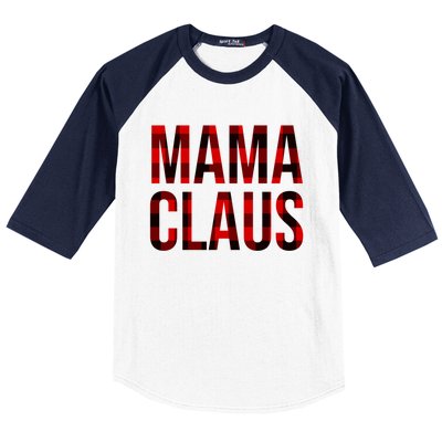 Mama Claus Christmas Buffalo Plaid Xmas Mom Santa Gift Baseball Sleeve Shirt