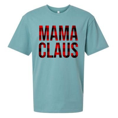 Mama Claus Christmas Buffalo Plaid Xmas Mom Santa Gift Sueded Cloud Jersey T-Shirt