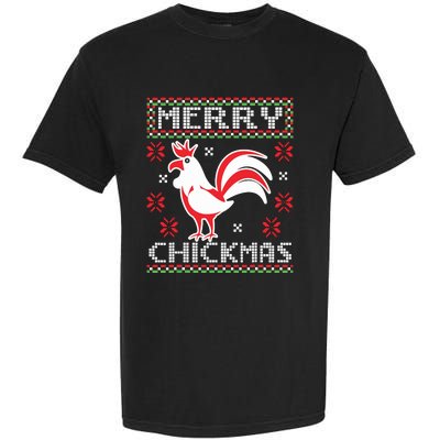 Merry Chickmas Chicken Ugly Christmas Sweater Garment-Dyed Heavyweight T-Shirt