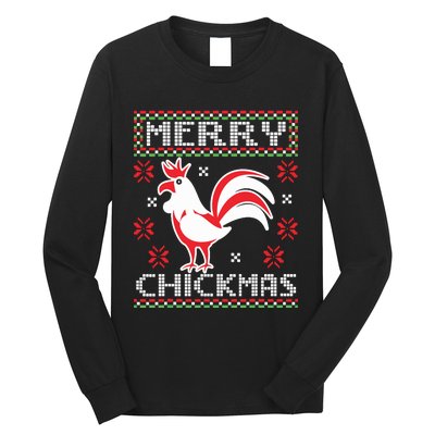 Merry Chickmas Chicken Ugly Christmas Sweater Long Sleeve Shirt