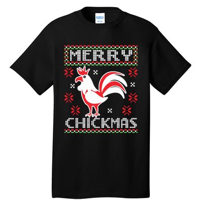 Merry Chickmas Chicken Ugly Christmas Sweater Tall T-Shirt