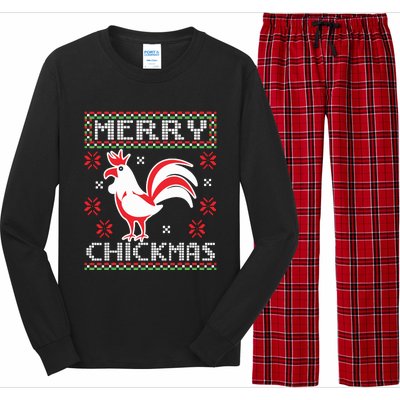 Merry Chickmas Chicken Ugly Christmas Sweater Long Sleeve Pajama Set