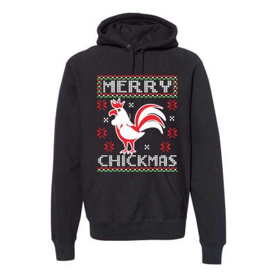 Merry Chickmas Chicken Ugly Christmas Sweater Premium Hoodie