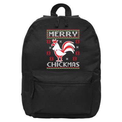 Merry Chickmas Chicken Ugly Christmas Sweater 16 in Basic Backpack