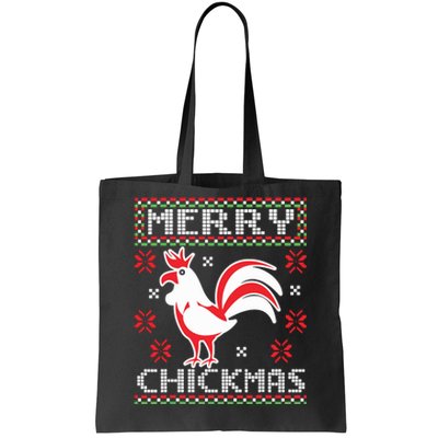 Merry Chickmas Chicken Ugly Christmas Sweater Tote Bag