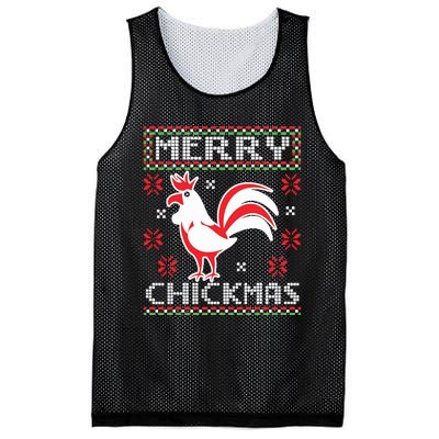 Merry Chickmas Chicken Ugly Christmas Sweater Mesh Reversible Basketball Jersey Tank